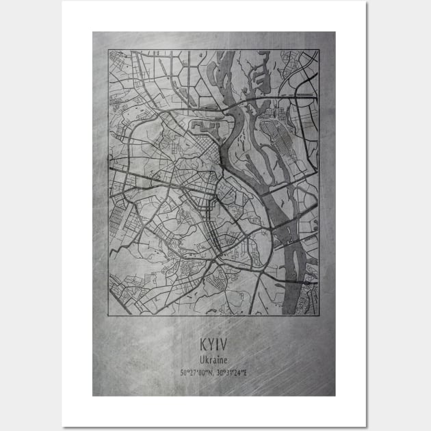 Kyiv, Ukraine, city street map Wall Art by Creative at home